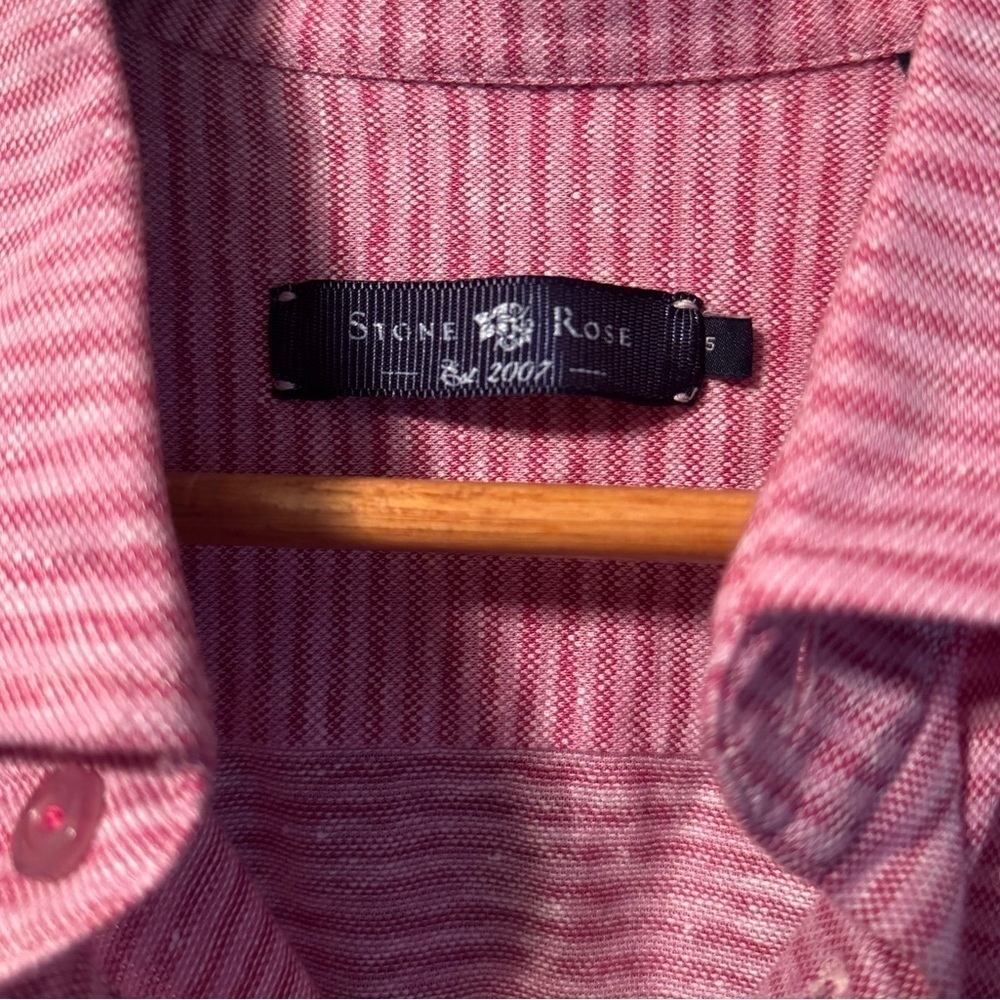 Stone Rose Linen Short Sleeve Button Down, Pink, Size Small - Picture 6 of 7